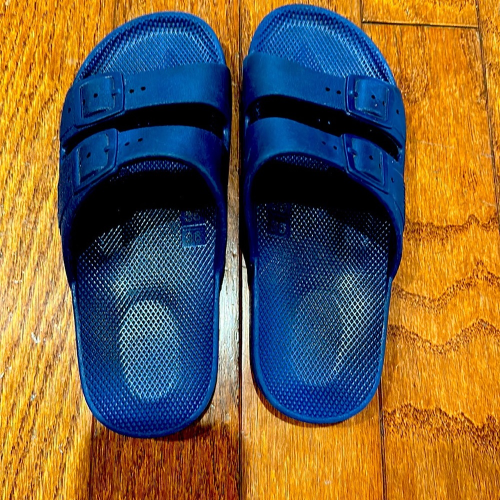 Navy Double Strap Sandals, Kids